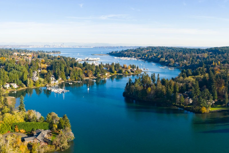 Winding Harbor Aerial View of Bainbridge Island