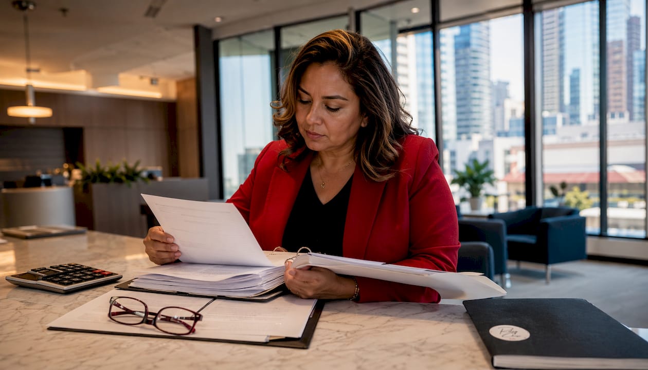 Loan officer reviewing mortgage application documents