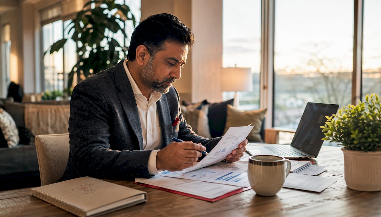 Man reviewing investor mortgage loan papers